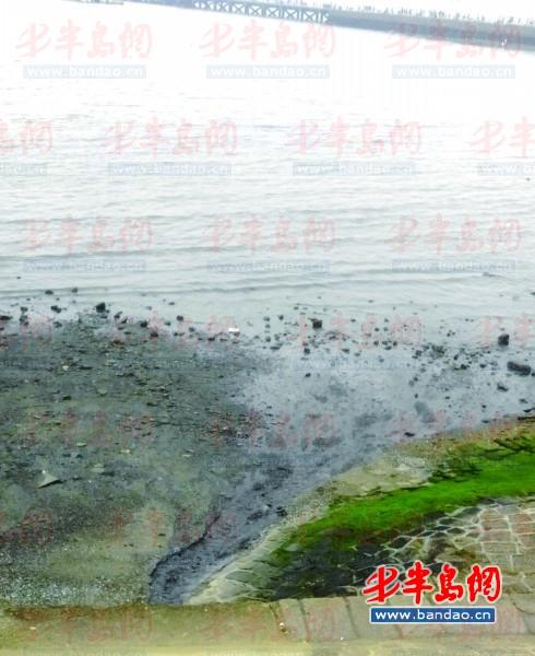 栈桥东侧的排水口附近发黑